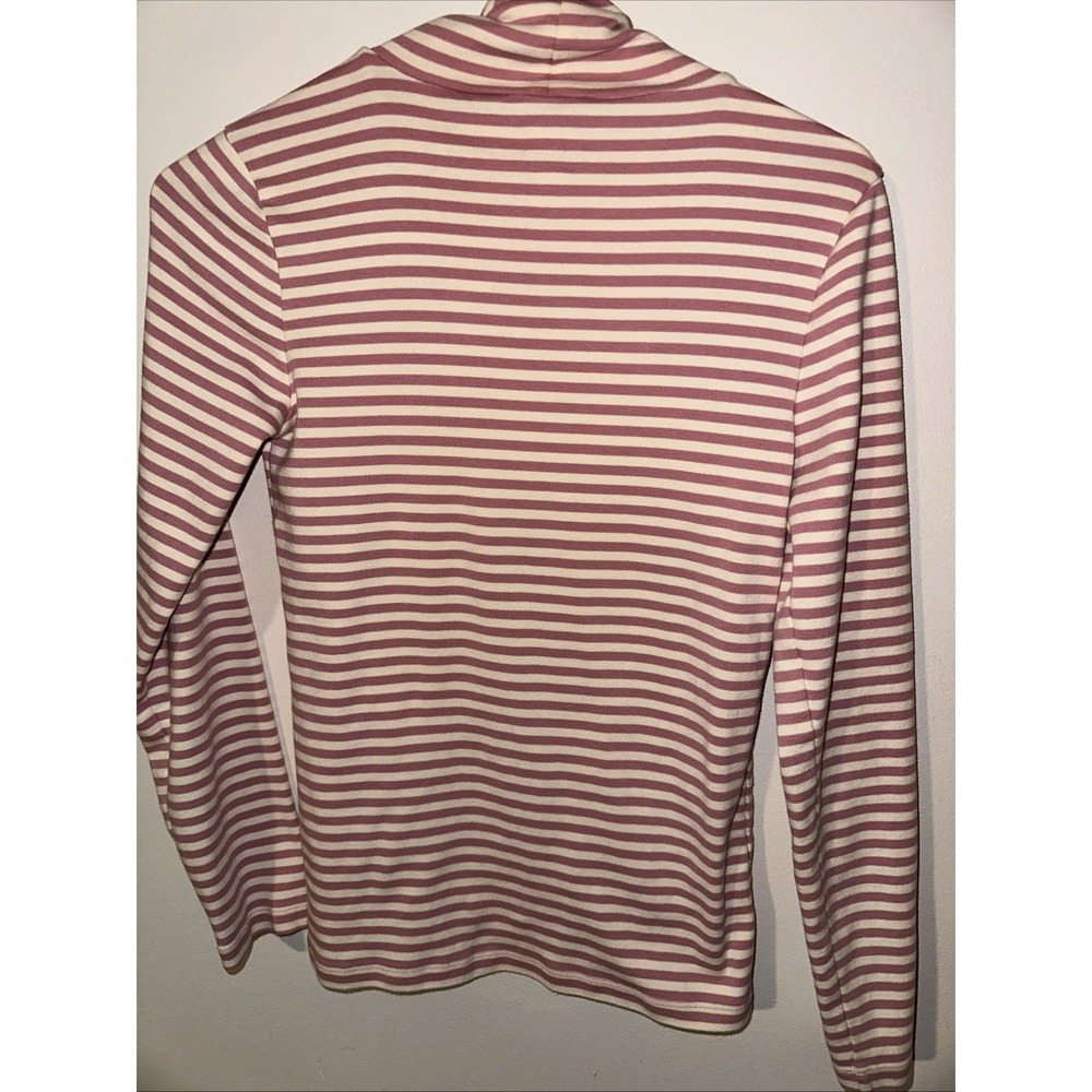 J.CREW Women's Striped Turtleneck T-Shirt Long Sleeve, 100% Cotton, Medium Pink - Picture 5 of 10